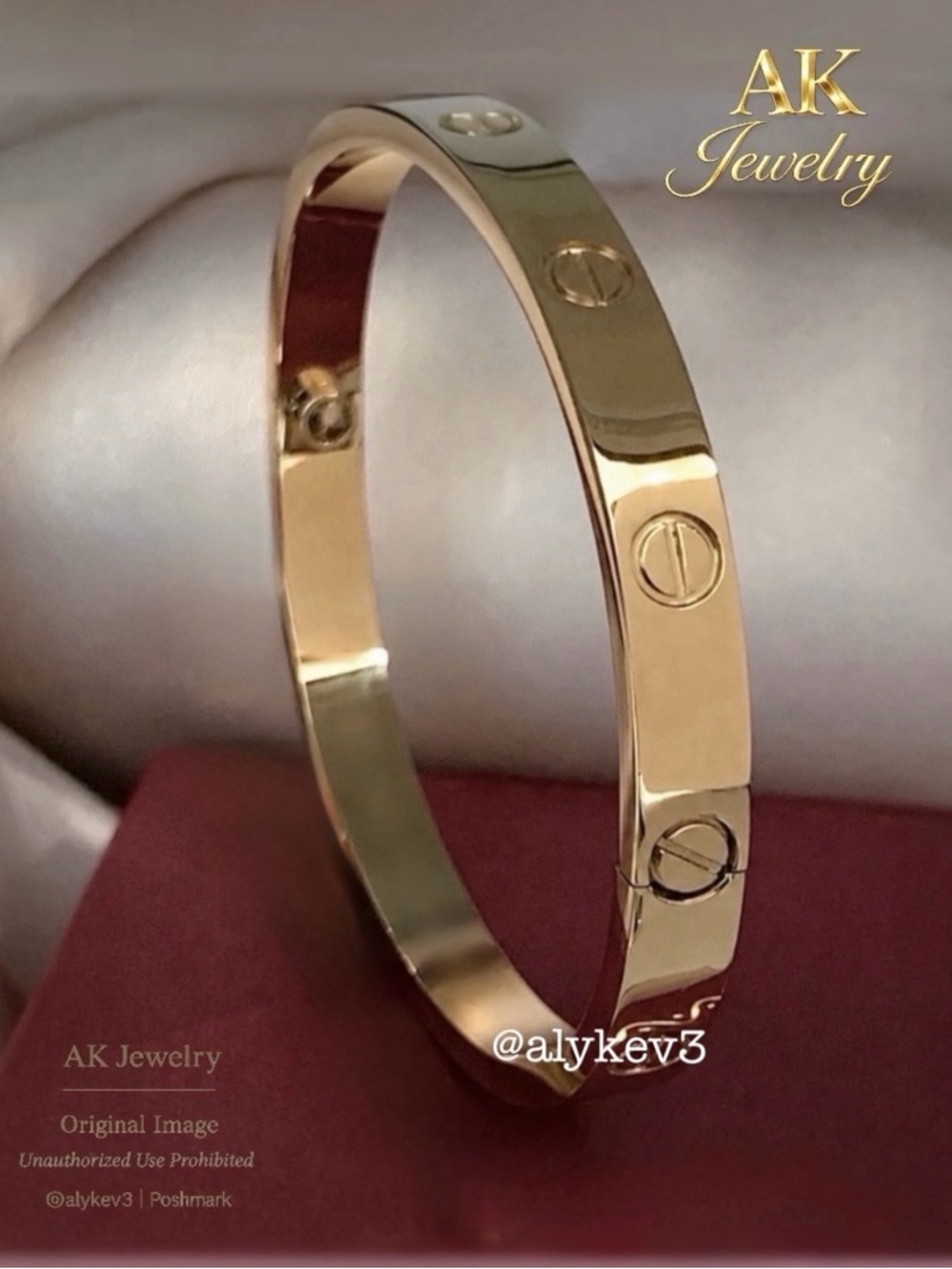 💎SIZE 18 18k Screw-Fastening Tighten Closure, Cuff, Bracelet| AK Jewelry